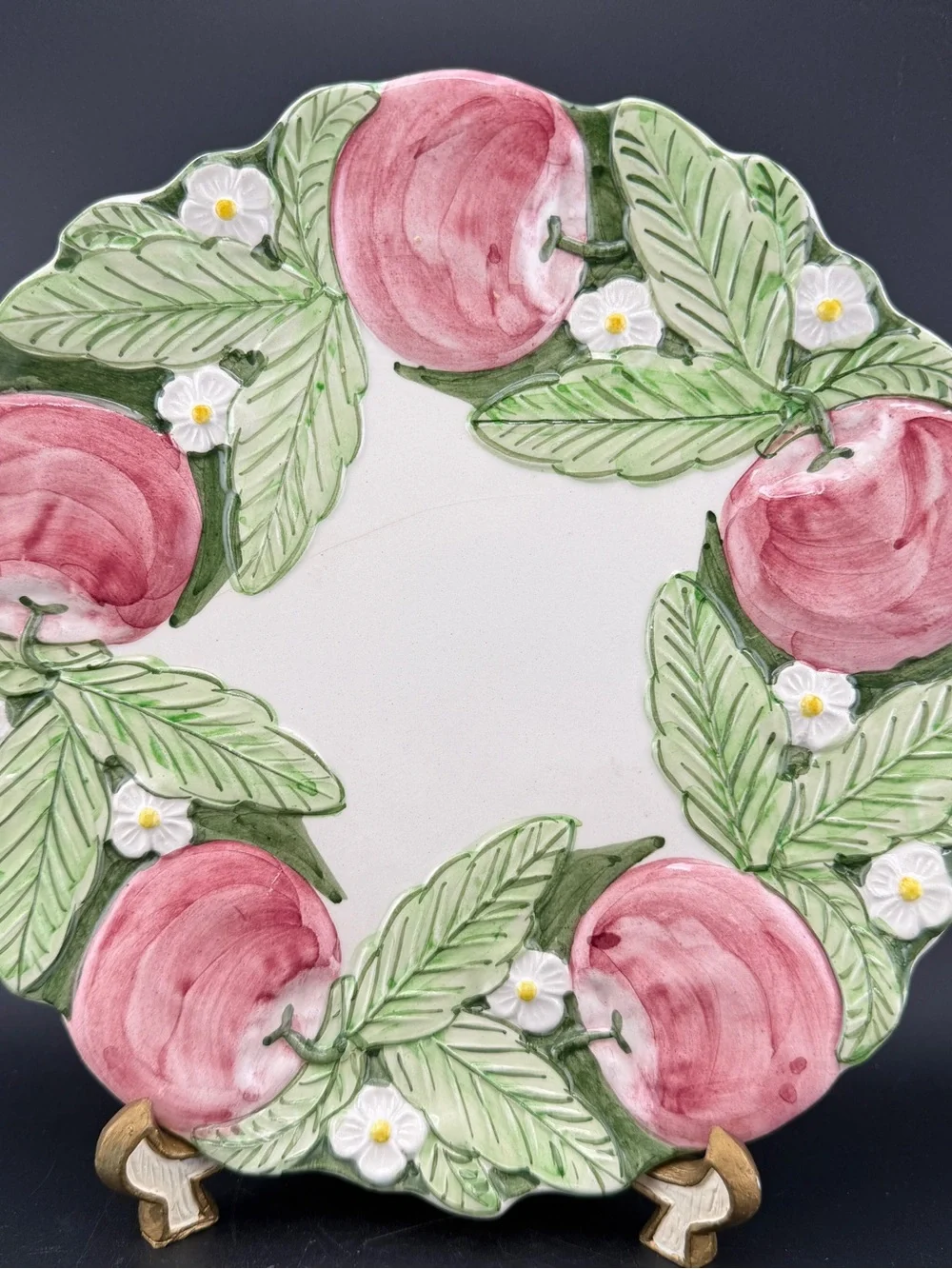 Vintage Majolica Apple Leaf Plate 8.5